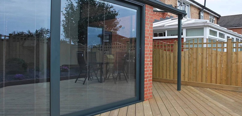 integral blinds in a sliding door